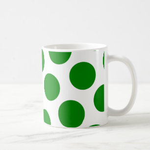 White en Green Polka Dot Pattern Koffiemok