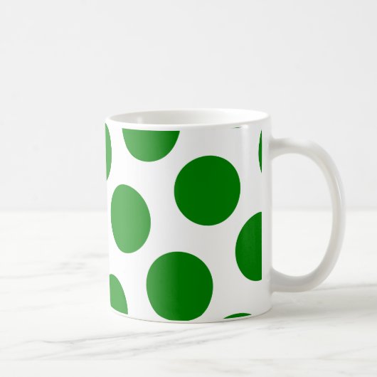 White en Green Polka Dot Pattern Koffiemok (Rechts)
