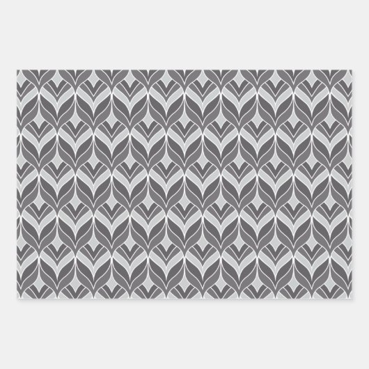 White en Grey Art Deco Patroon Inpakpapier Vel (Voorkant)