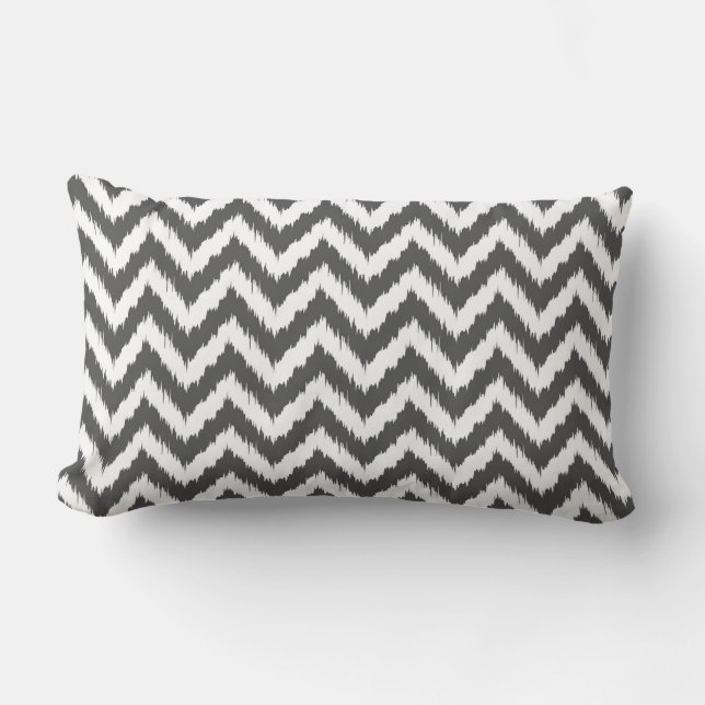 White en Grey Chevron Ikat Pattern Kussen (Voorkant)