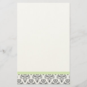 White en Grey Damask Pattern Stationery Briefpapier