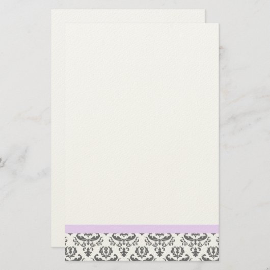 White en Grey Damask Pattern Stationery Briefpapier (Voorkant / Achterkant)