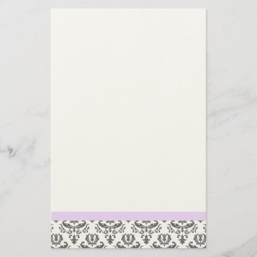 White en Grey Damask Pattern Stationery Briefpapier (Voorkant)