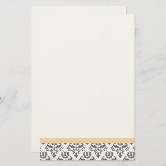 White en Grey Damask Pattern Stationery Briefpapier (Voorkant / Achterkant)