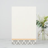 White en Grey Damask Pattern Stationery Briefpapier (Staand voorkant)