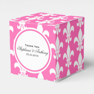 White en Hot Pink Fleur de Lis Bedankt Bedankdoosjes