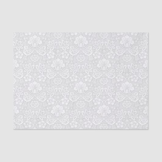 White en Light Grey Floral Damask Tissuepapier (Voorkant)