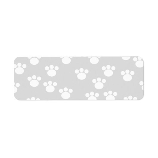 White en Light Grey Paw Print Pattern. Etiket (Voorkant)