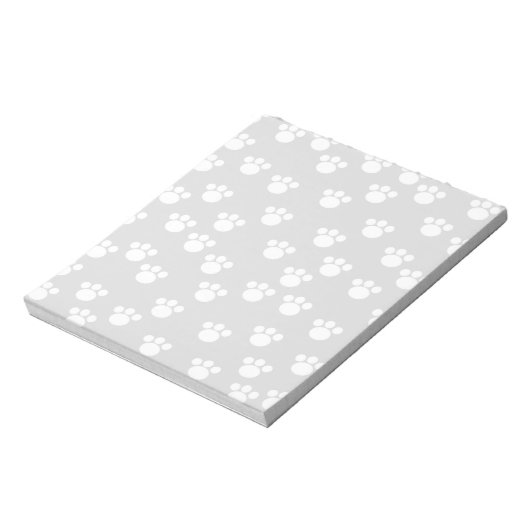 White en Light Grey Paw Print Pattern. Notitieblok (Gedraaid)