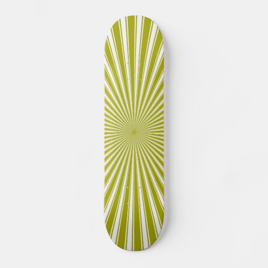 White en Limoen Funky Striped Abstracte Art Skateboard (Voorkant)
