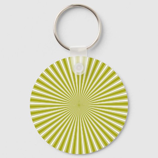 White en Limoen Funky Striped Abstracte Art Sleutelhanger (Voorkant)
