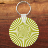 White en Limoen Funky Striped Abstracte Art Sleutelhanger (Voorkant)