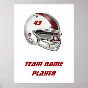 White en Maroon Football Helmet Poster