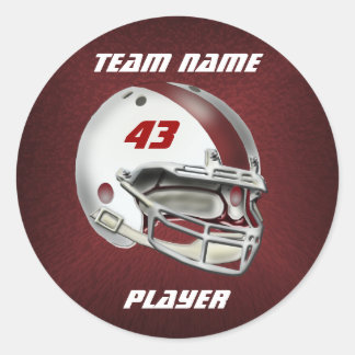 White en Maroon Football Helmet Ronde Sticker