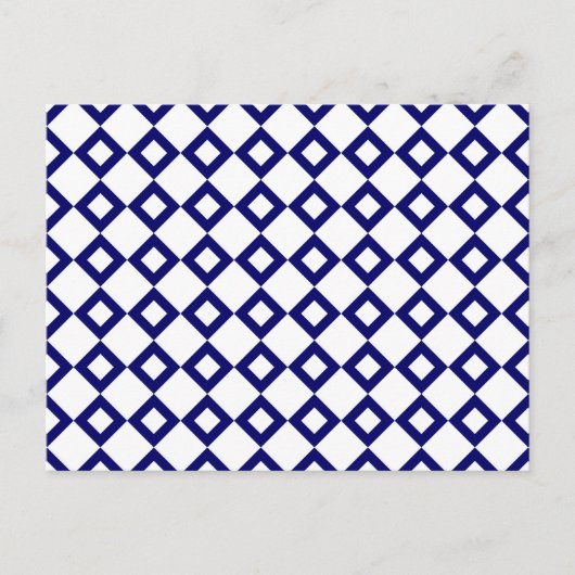 White en Navy Diamond Pattern Briefkaart (Voorkant)