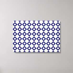 White en Navy Diamond Pattern Canvas Afdruk