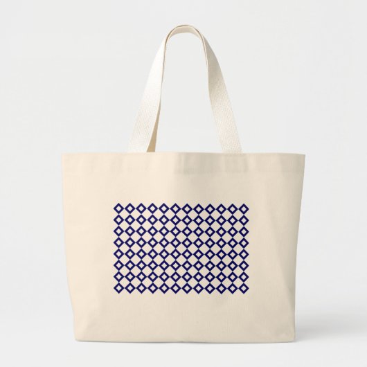 White en Navy Diamond Pattern Grote Tote Bag (Voorkant)