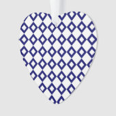 White en Navy Diamond Pattern Ornament (voorkant)