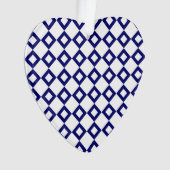White en Navy Diamond Pattern Ornament (voorkant)