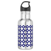 White en Navy Diamond Pattern Waterfles (Voorkant)