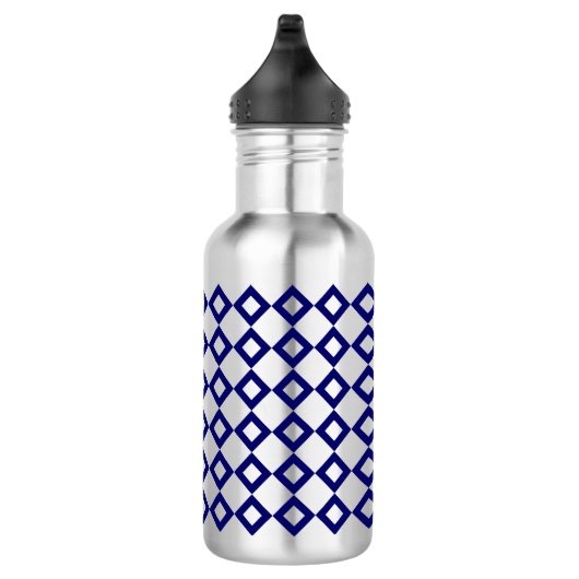 White en Navy Diamond Pattern Waterfles (Rechts)