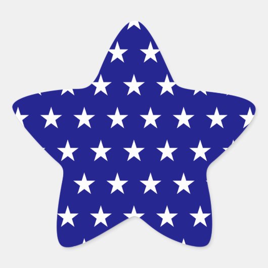 White en Navy Star Pattern Ster Sticker (Voorkant)