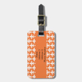 White en Oranje Fleur de Lis Pattern Bagagelabel (Voorkant verticaal)