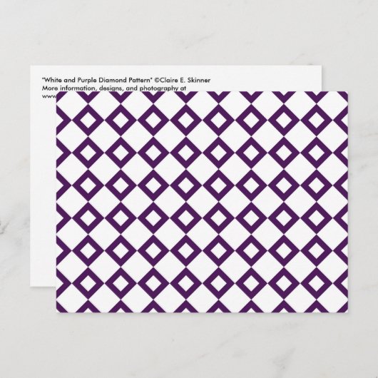 White en Paars Diamond Pattern Briefkaart (Voorkant / Achterkant)