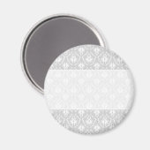 White en pastel Grey Damask Design. Magneet (Voorkant / Achterkant)