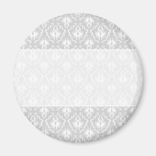White en pastel Grey Damask Design. Magneet (Voorkant)