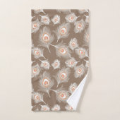 White en Peach Peacock Feathers op Taupe Tan Bad Handdoek (Handdoek)