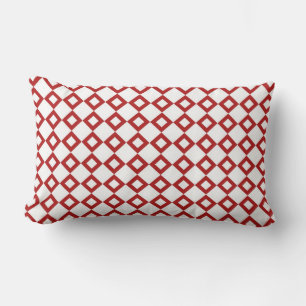 White en Red Diamond Pattern Kussen