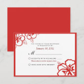 White en Red Hibiscus Flower Custom RSVP Kaartje (Voorkant / Achterkant)