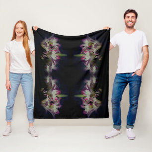 White en Red Lily Flowers Abstract Fleece Deken