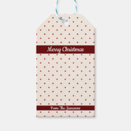 White en Red Pattern Dot Merry Kerstmis Cadeaulabel