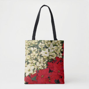 White en Red Poinsettias I Holiday Floral Draagtas