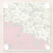 White en Red Poinsettias I Holiday Floral Glazen Onderzetter (Achterkant)