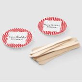 White en Red Polka Dot Birthday Handwaaier (Niet-gemonteerd)