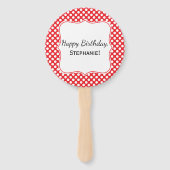 White en Red Polka Dot Birthday Handwaaier (Achterkant)
