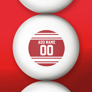 White en Red Sports Jersey Custom Name Number Pingpongballen