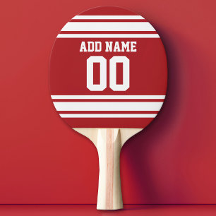 White en Red Sports Jersey Custom Name Number Tafeltennisbatje