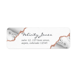 White en Roos Gold Agate Etiket