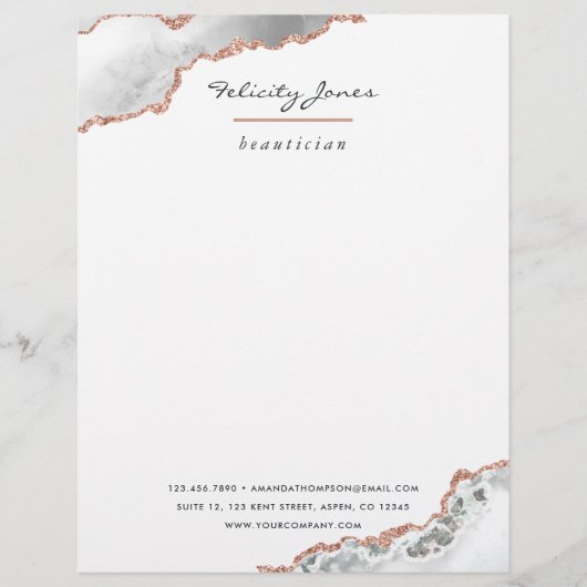 White en Roos Gold Agate Stone Business Briefhoofd