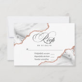 White en Roos Gold Agate Wedding RSVP Kaart (Voorkant)