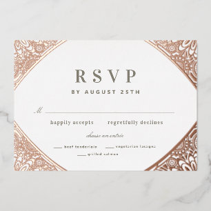 White en Roos Gold Arabesque Folie Invitation Folie Uitnodiging