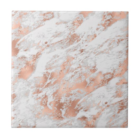 White en Roos Gold Marble 3 Tegeltje (Voorkant)