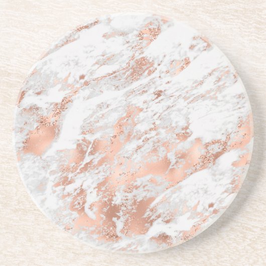 White en Roos Gold Marble 3 Zandsteen Onderzetter (Voorkant)