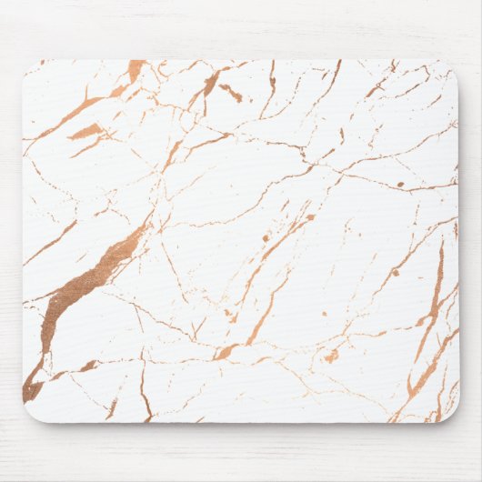 White en Roos Gold Marble Designer Muismat (Voorkant)