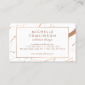 White en Roos Gold Marble Designer Visitekaartje (Achterkant)