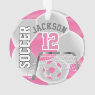 White en roze personaliseren Voetbal ⚽ Ornament